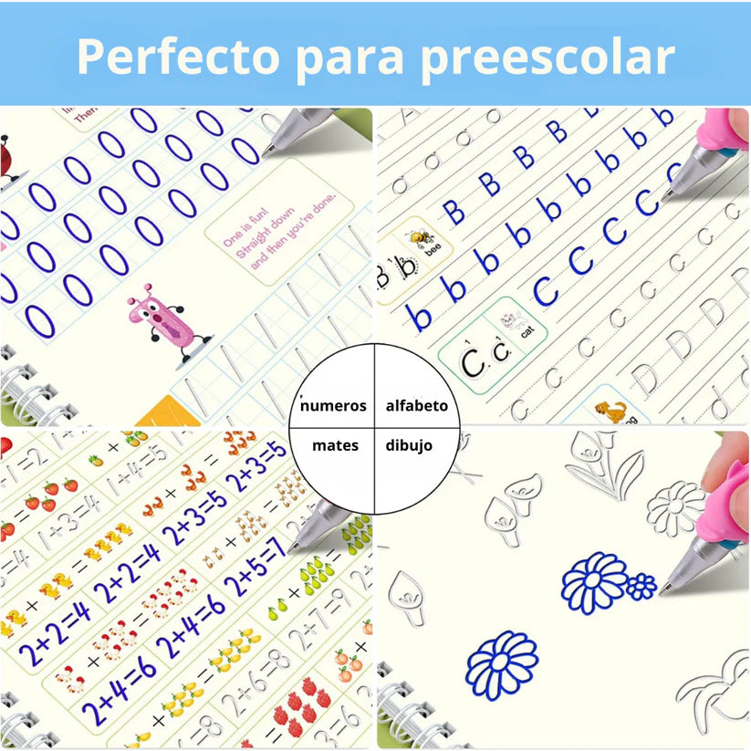Kit 4 Cuadernos De Caligrafía Reutilizables